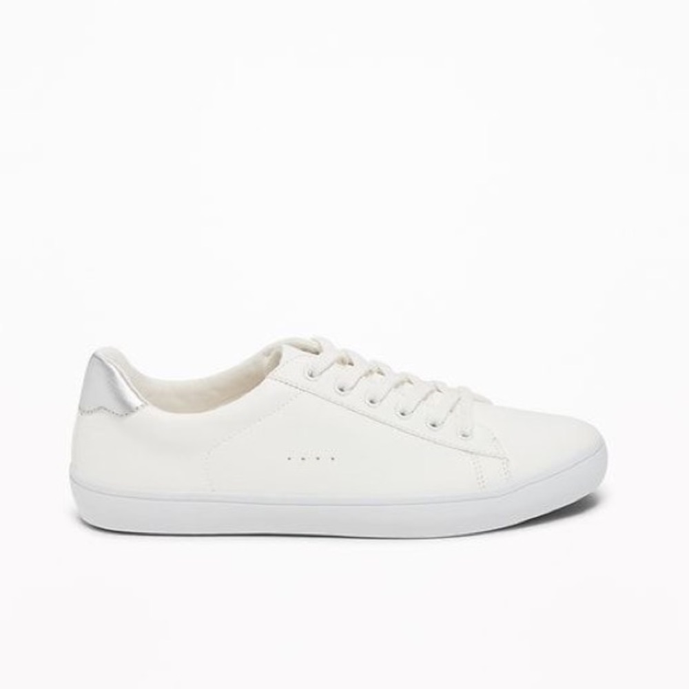 Old Navy Faux Leather Sneakers in Bright White